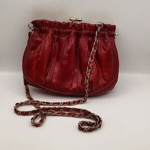 Vintage 1980s Eelskin Purse Made in Korea Red